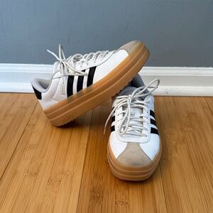 Adidas White and Black Sneakers with Gum Sole
